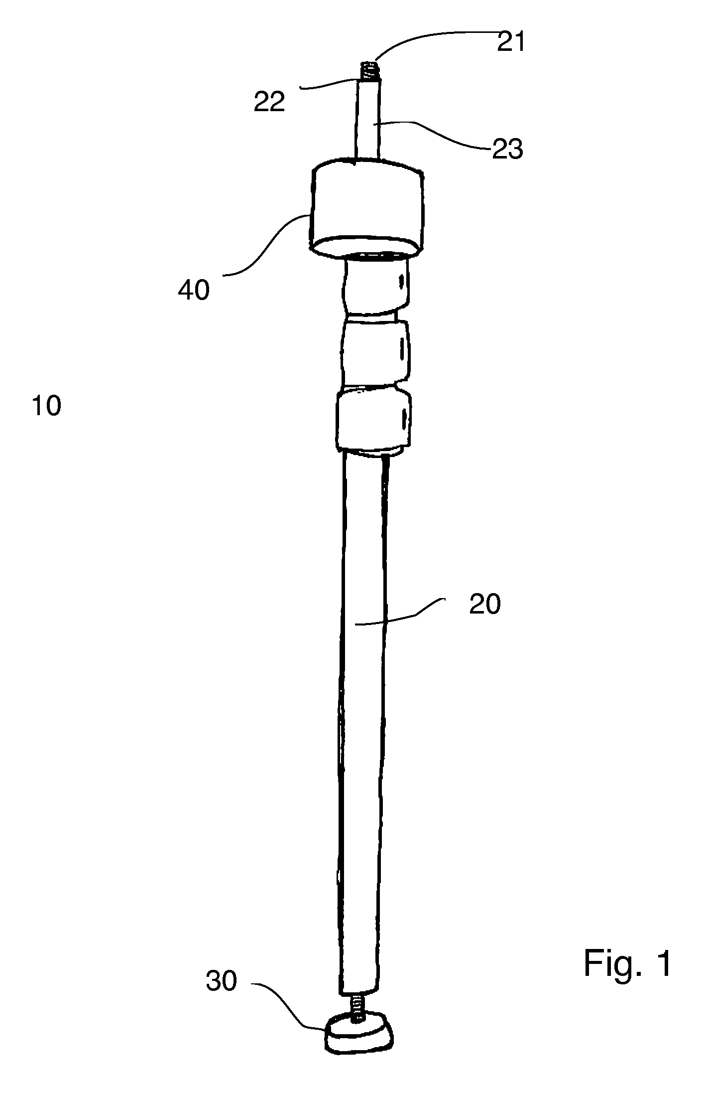 Subaquatic monopod for photographic equipment