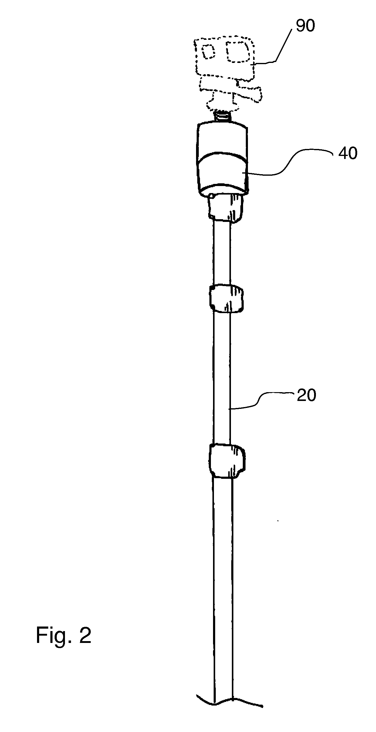 Subaquatic monopod for photographic equipment