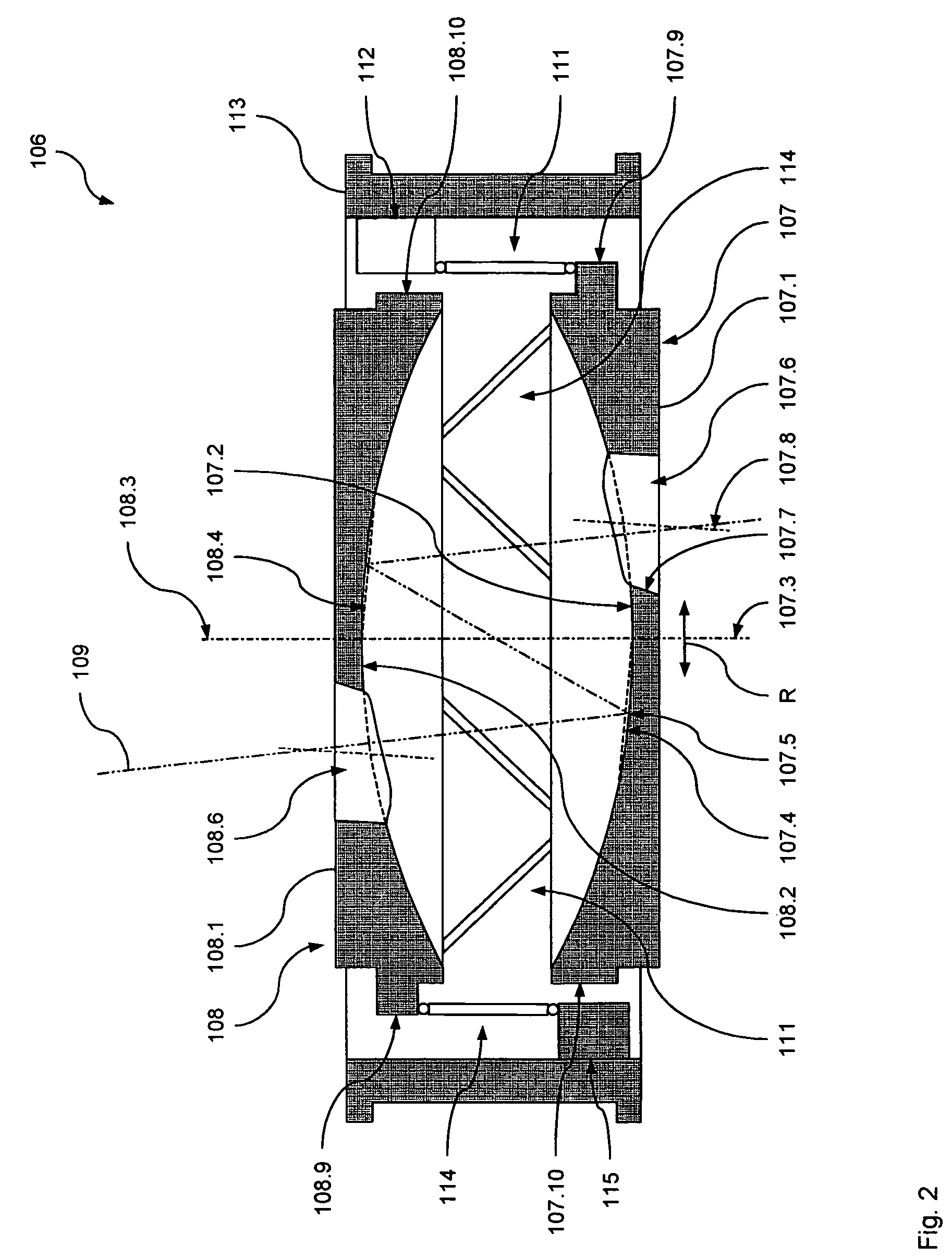 Reflecting optical element with eccentric optical passageway