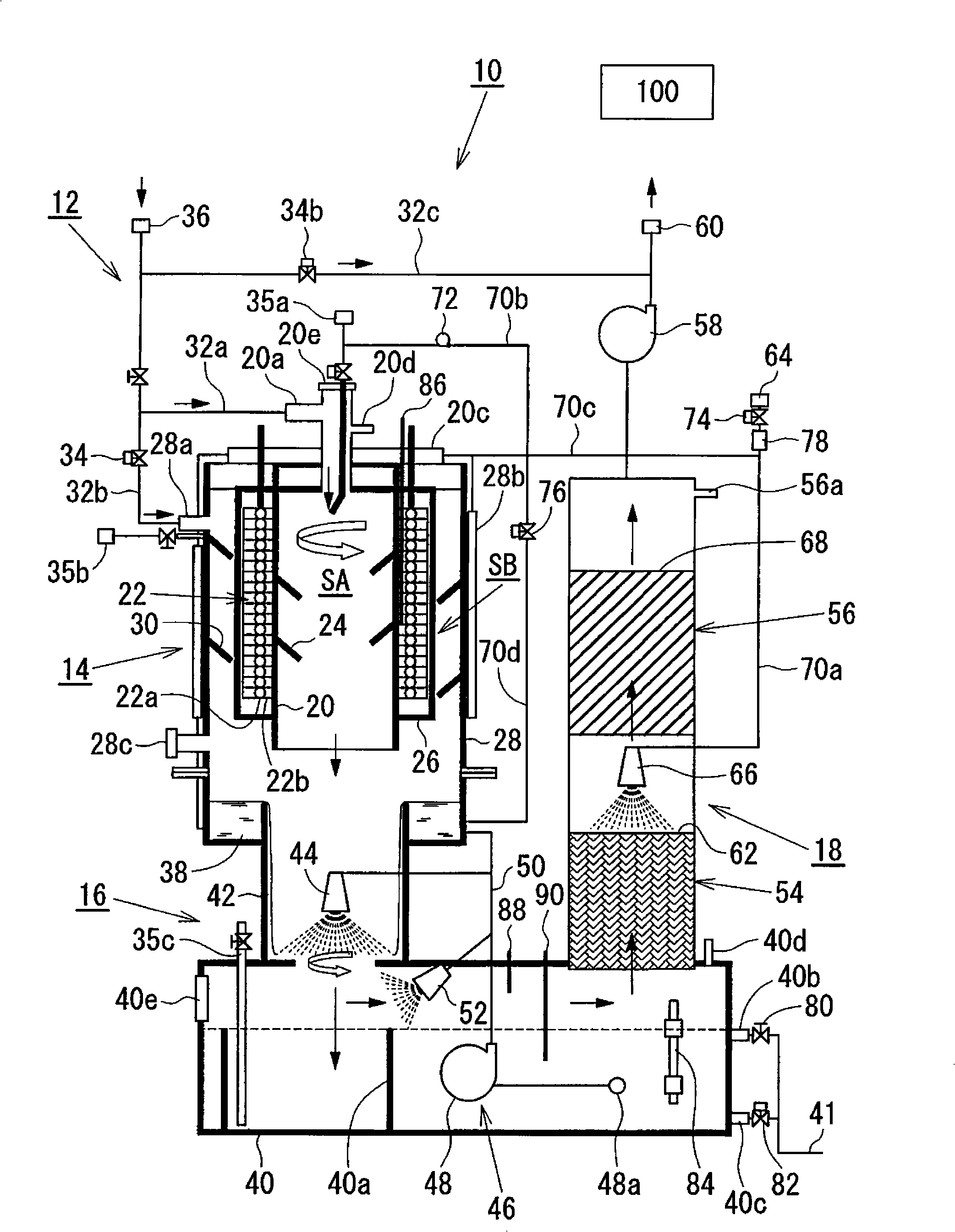 Water gas treatment device