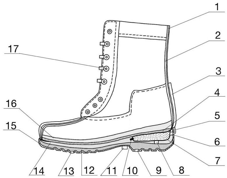 Self-induction air bag type lightning protection boots