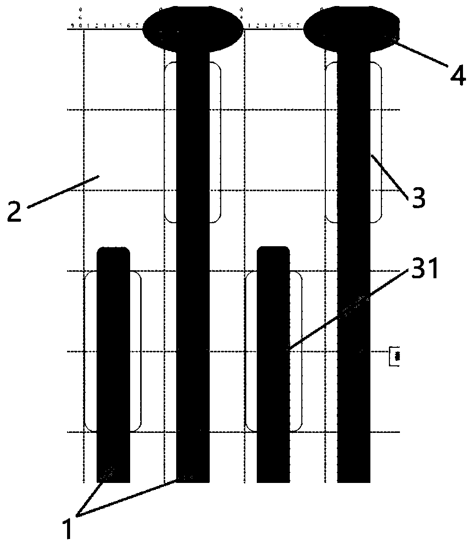 Circuit structure for improving peeling strength of pins in COF-IC packaging process
