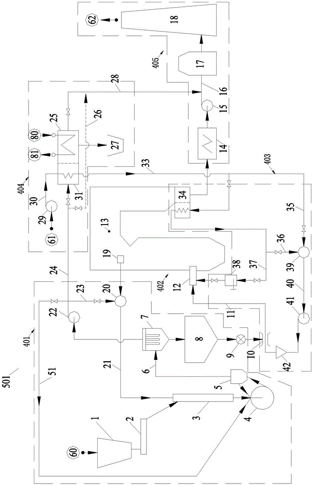 Open pulverizing exhaust gas heating type boiler unit