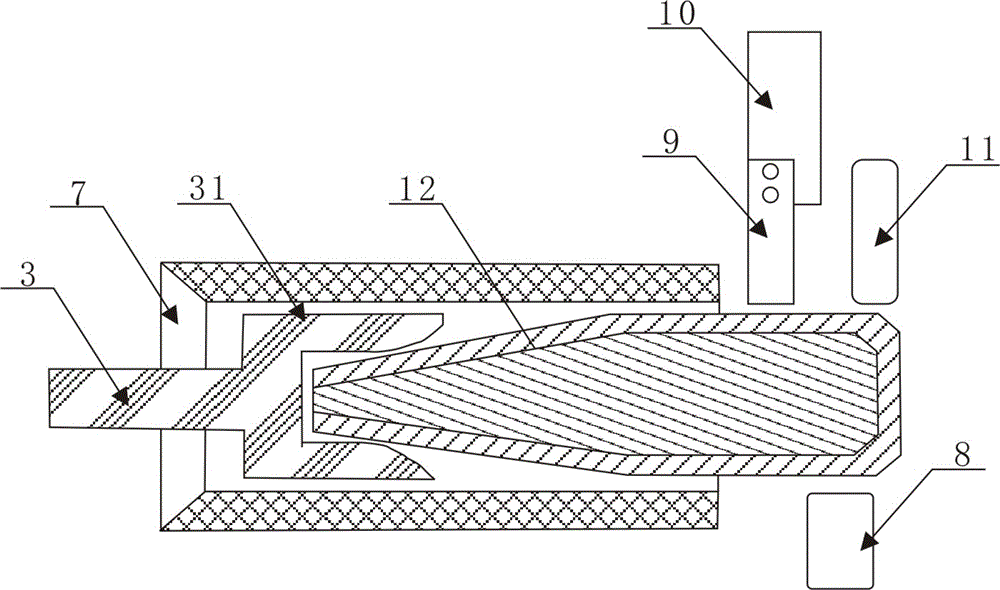 Impact shearing method and device for charged shot