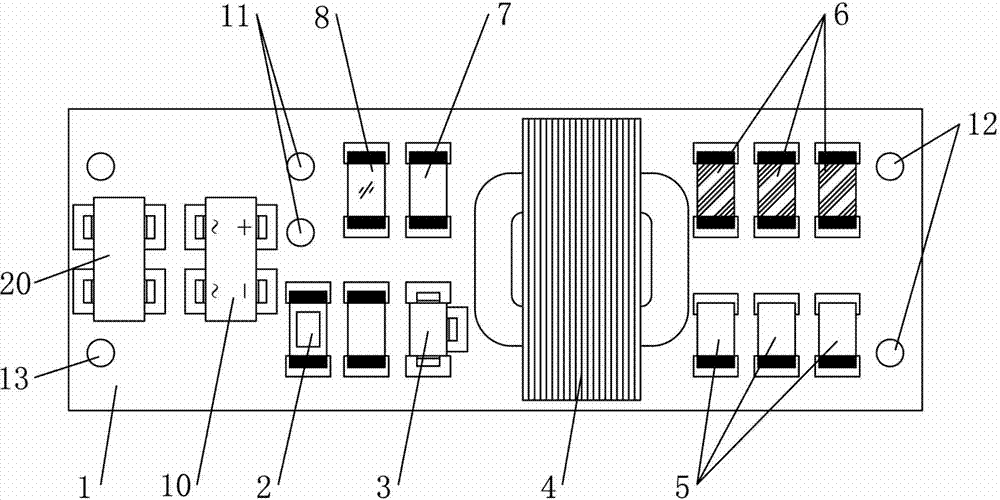 Control circuit board for electronic mosquito swatter and production process thereof