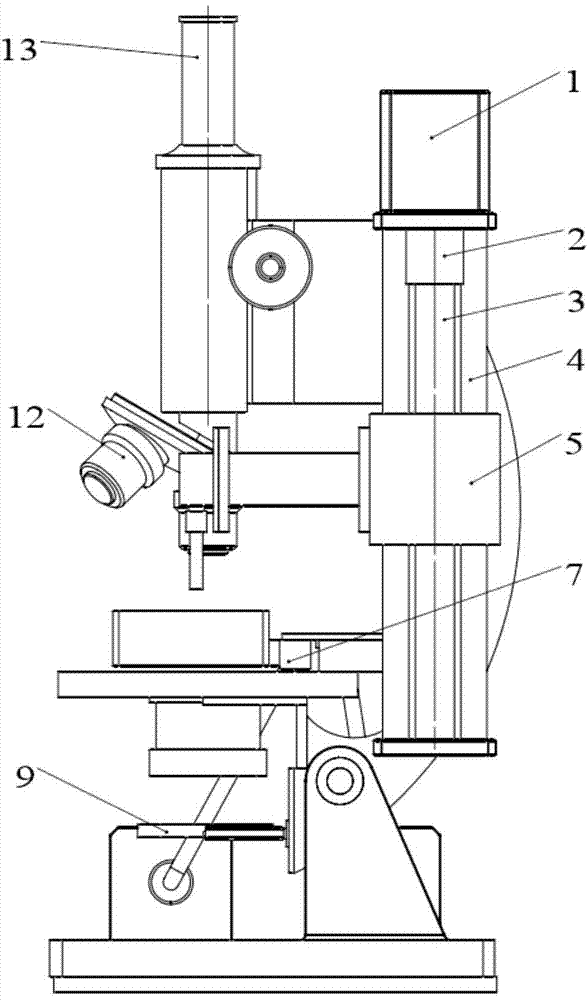 Biological microscope based hand-held type electro spark processing machine tool integrated with processing and measuring