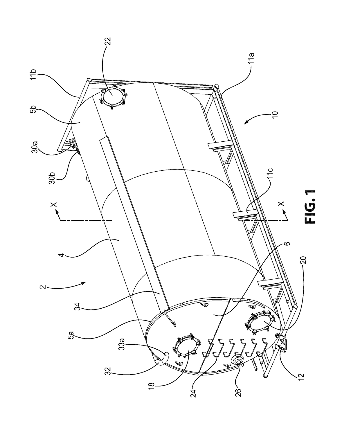 Vertical Fluid Storage Tank with Connecting Ports