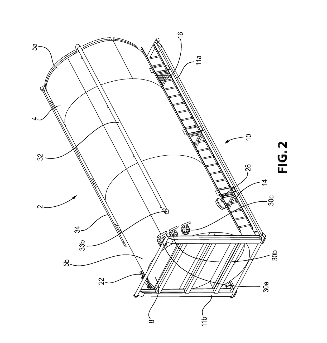 Vertical Fluid Storage Tank with Connecting Ports