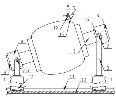 Welding gun-fixed spindle-shaped wear resisting roller surface overlaying system