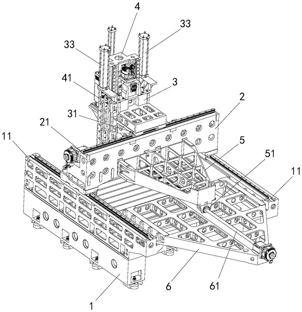 Moving beam type gantry machining center structure