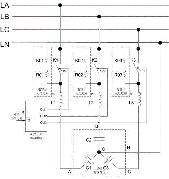 Star-connection capacitor bank switching module