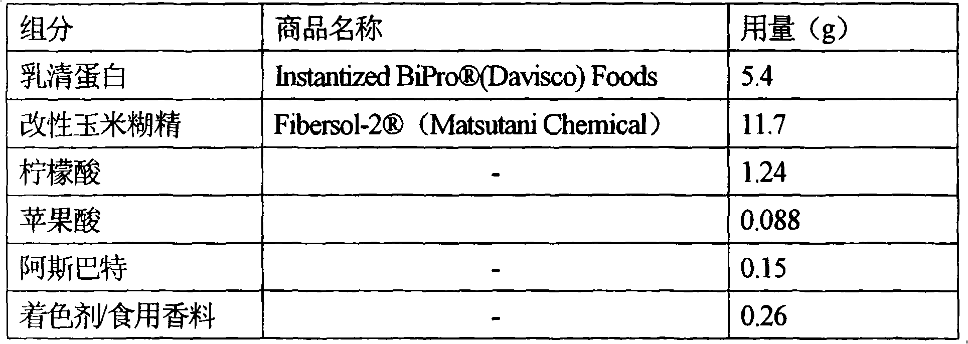 Powdered beverage composition