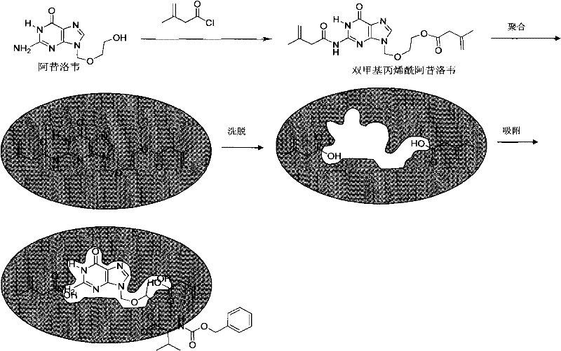 Acyclovir molecularly imprinted polymer, preparation method and application thereof