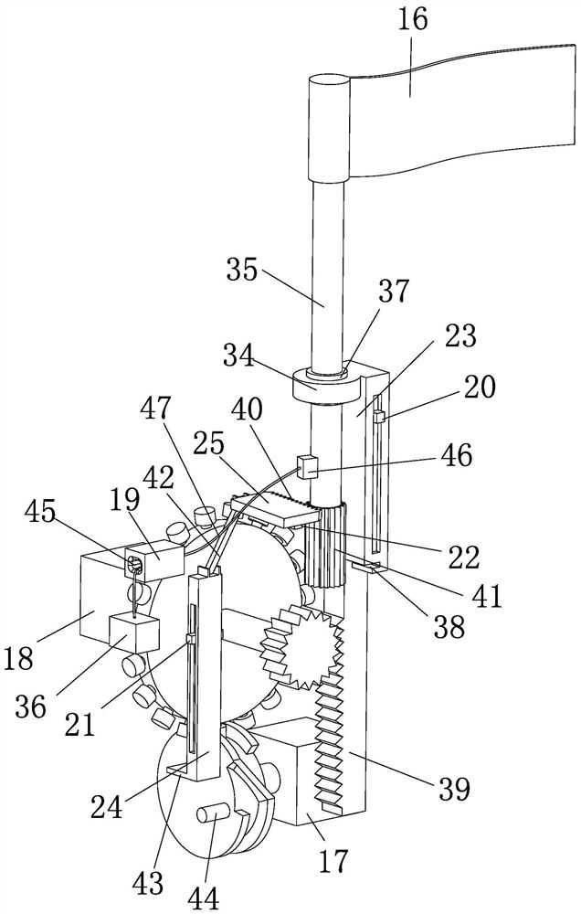 Interval material lifting structure of nursery stock packaging machine