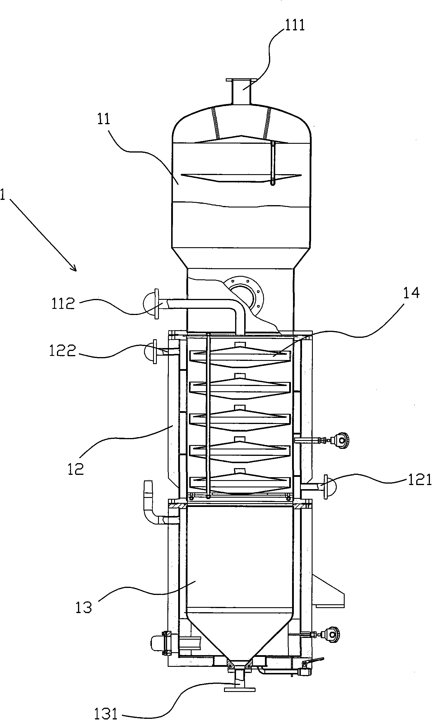 Crude oil vacuum-treatment device