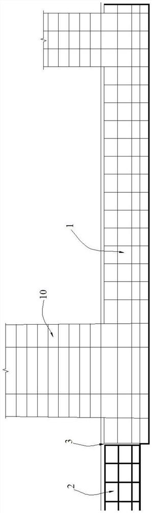 Sand groove connecting node structure for free face of basement