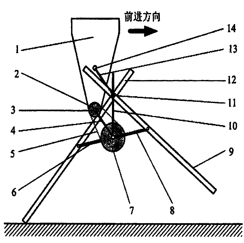 Double straight rod leg walking wheel