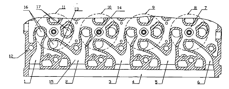 Air cylinder cover for four-valve diesel engine
