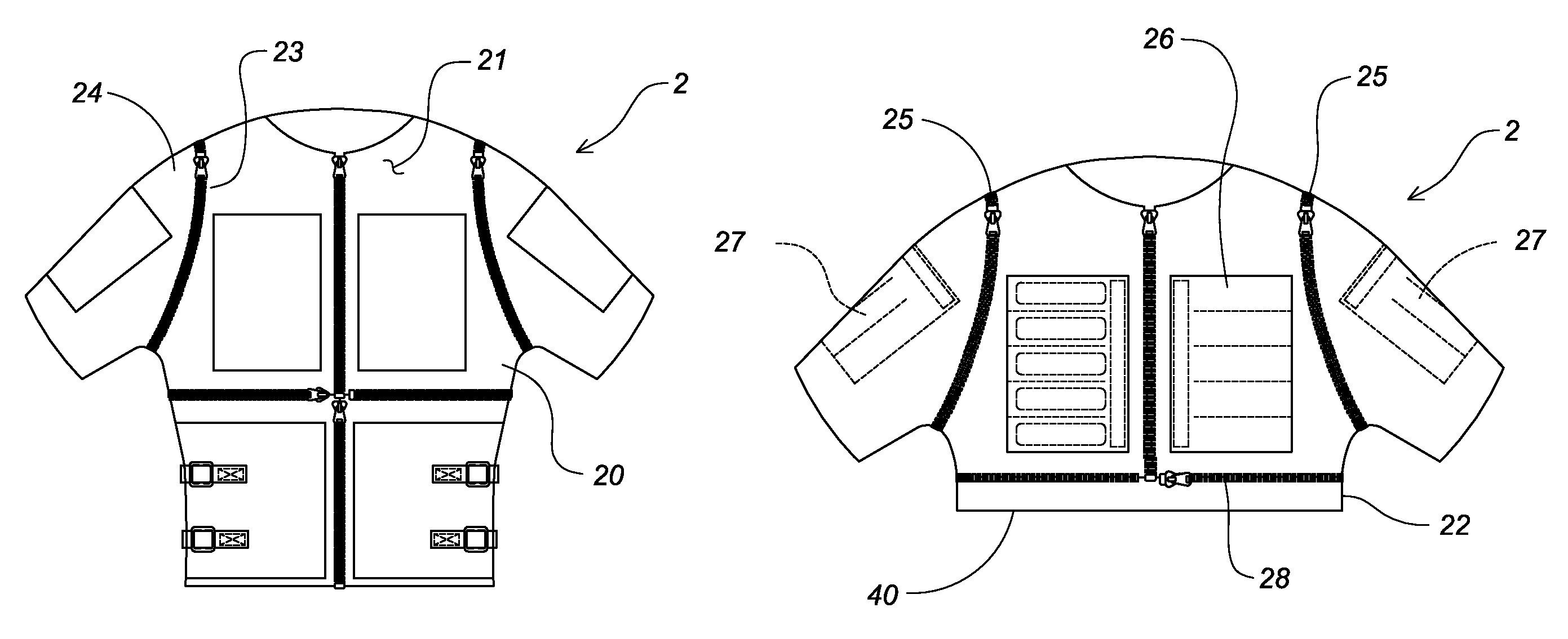 Weighted exercise garment with detachable sections