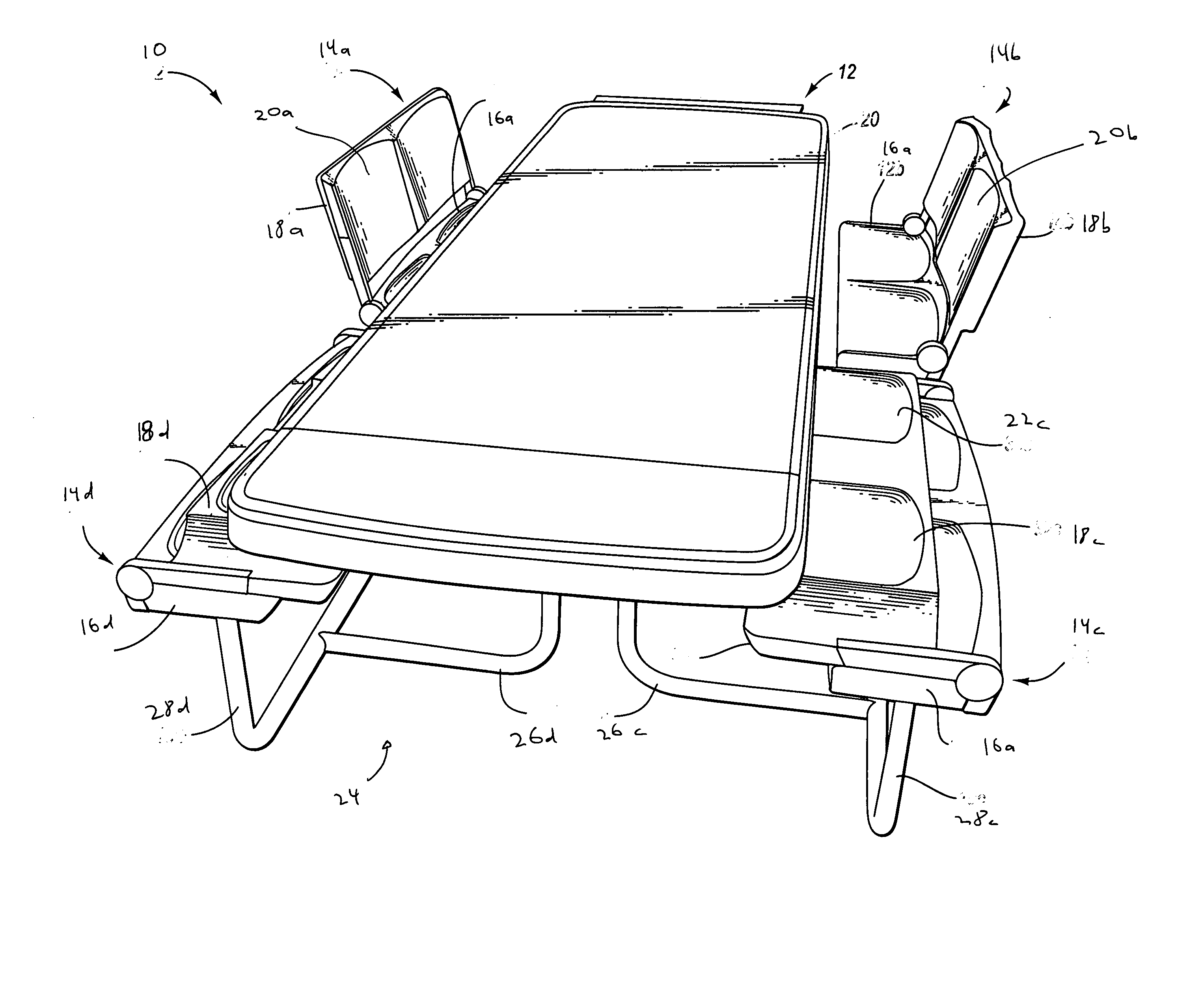 Table with folding seats