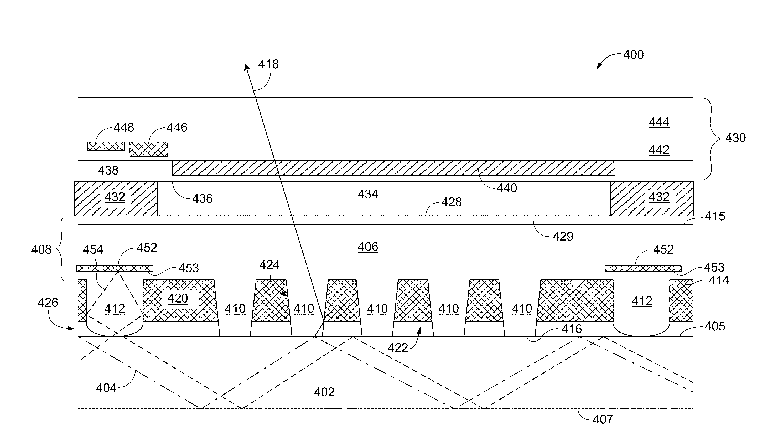 Normally emitting pixel architecture for frustrated total internal reflection displays