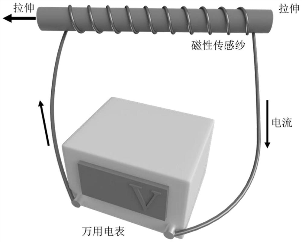 Magnetic particle elastic linear material as well as preparation method and application thereof