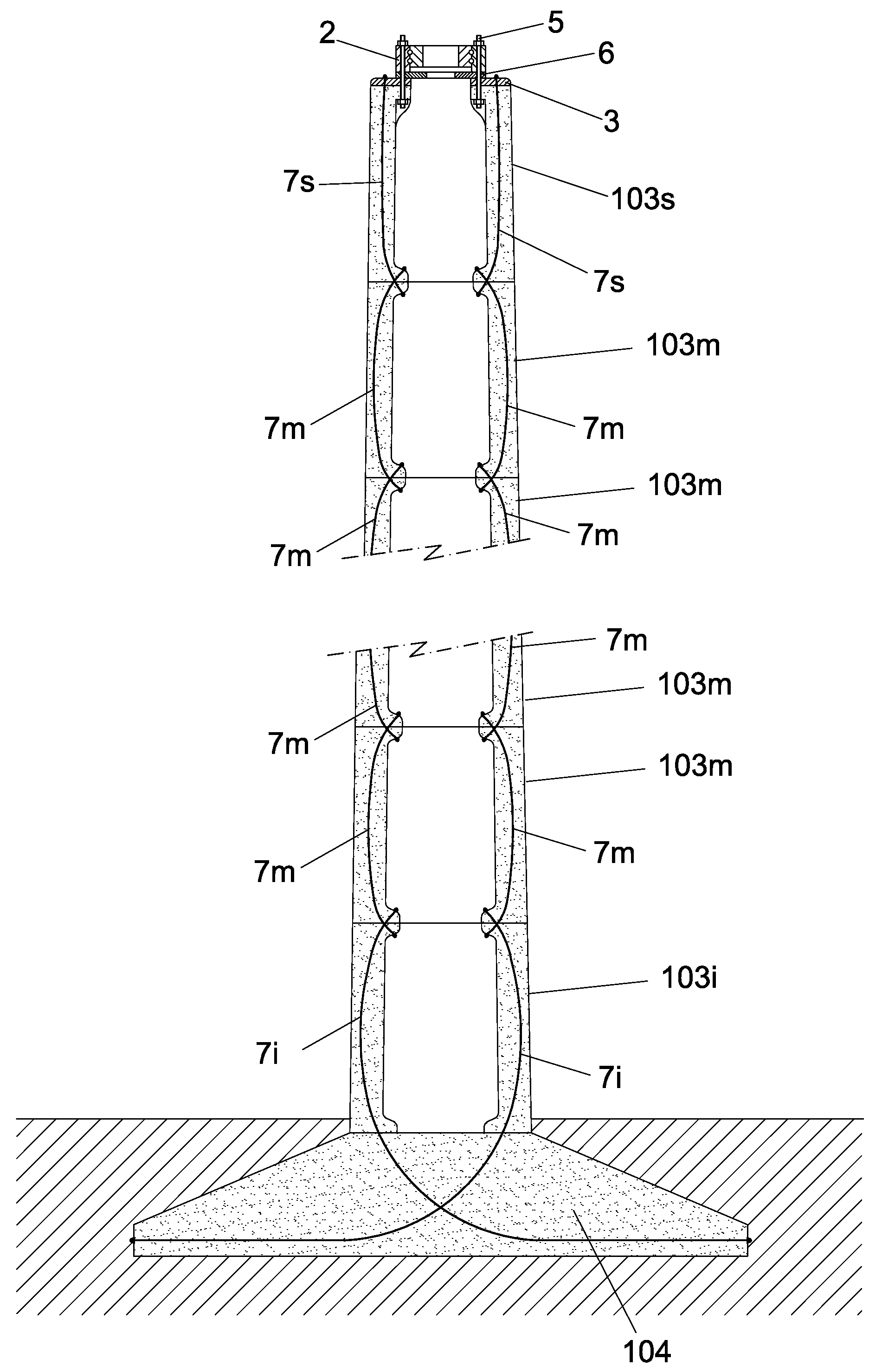 System for joining a gondola to the concrete tower of an aerogenerator