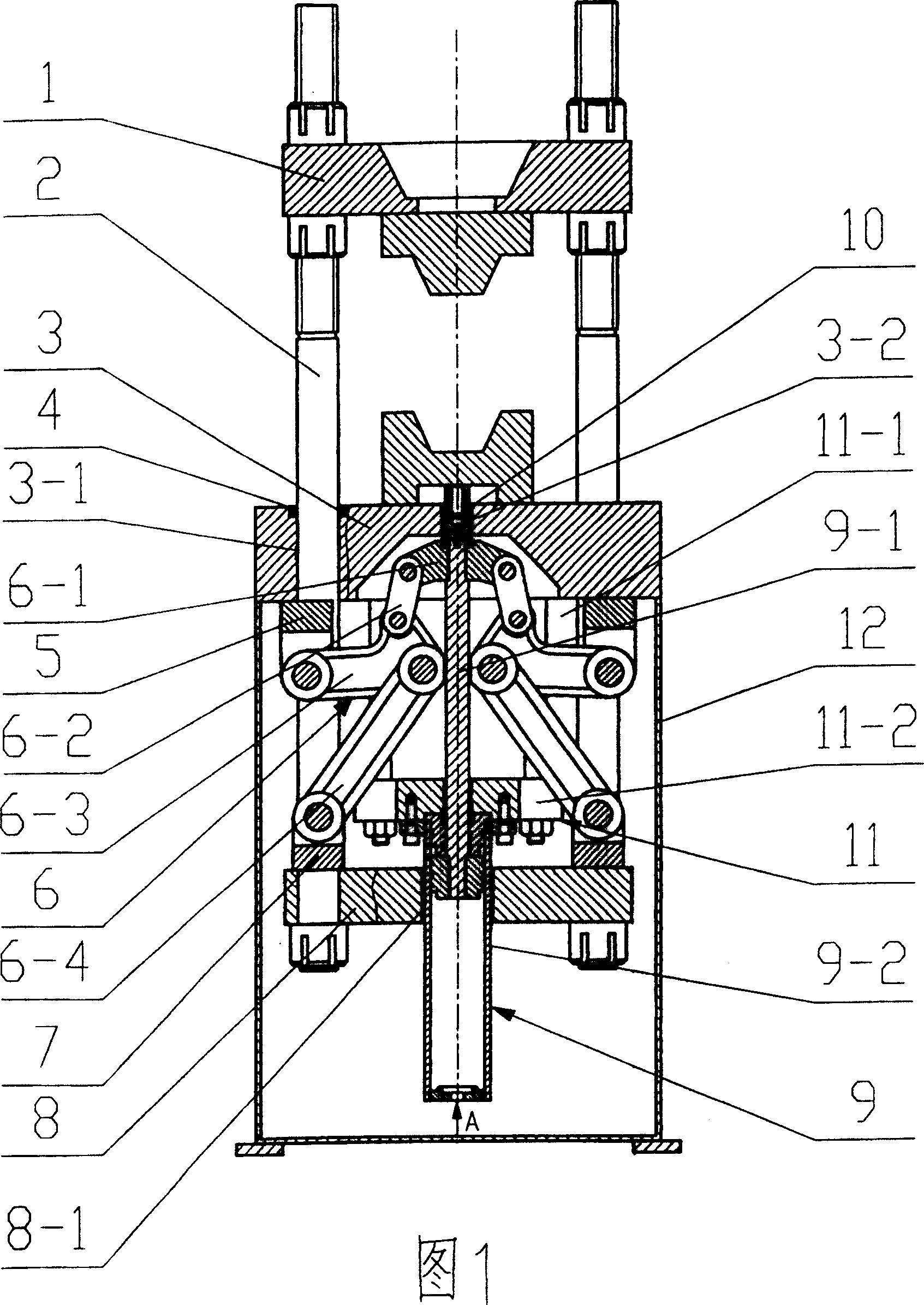 Crank mould-closing mechanism