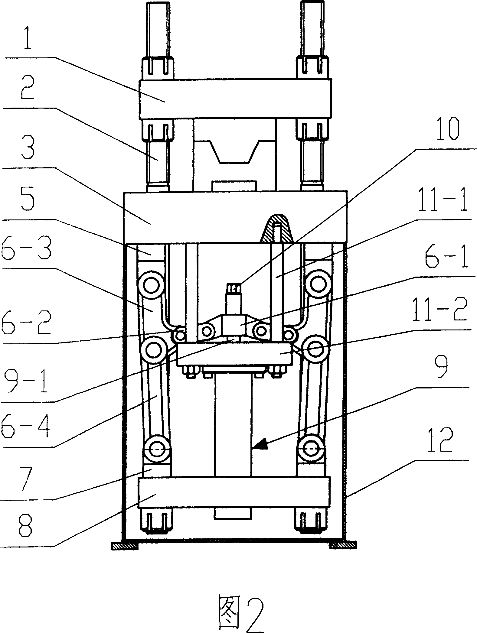 Crank mould-closing mechanism