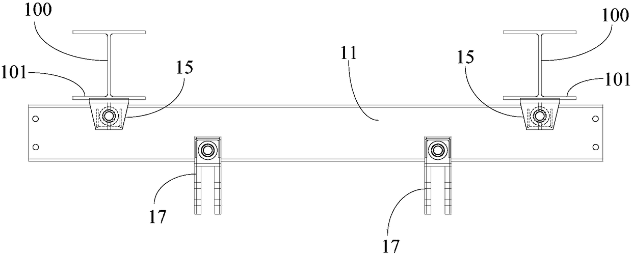 An integral jacking platform hanger sliding beam system