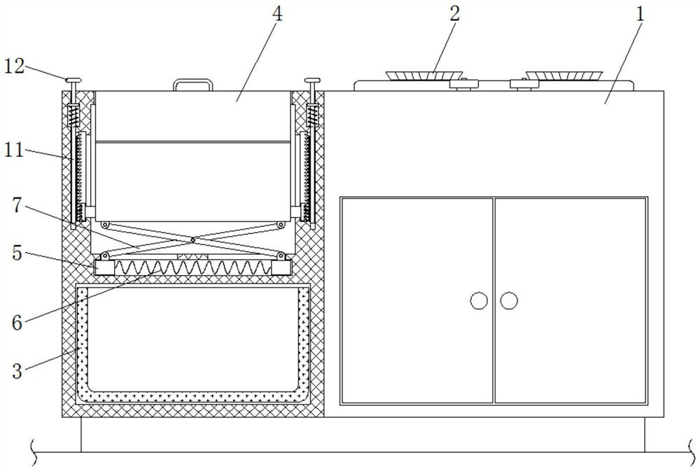 Lifting and folding type kitchen cabinet based on connecting rod transmission