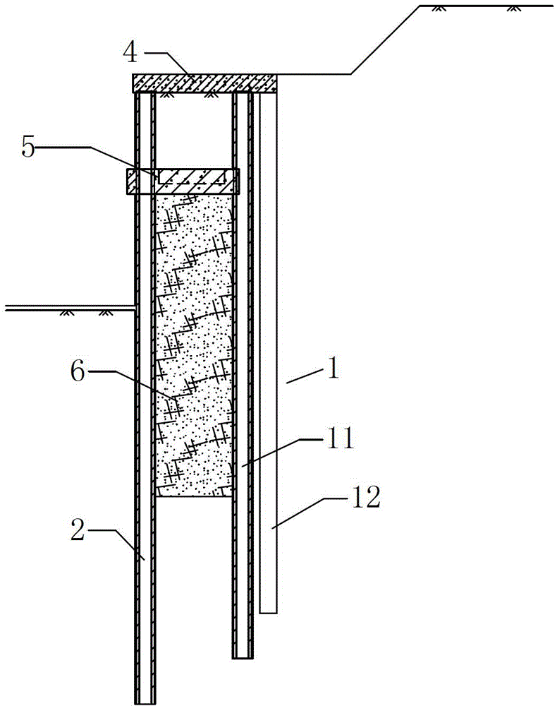 Multi-row pile foundation pit support structure and its construction method
