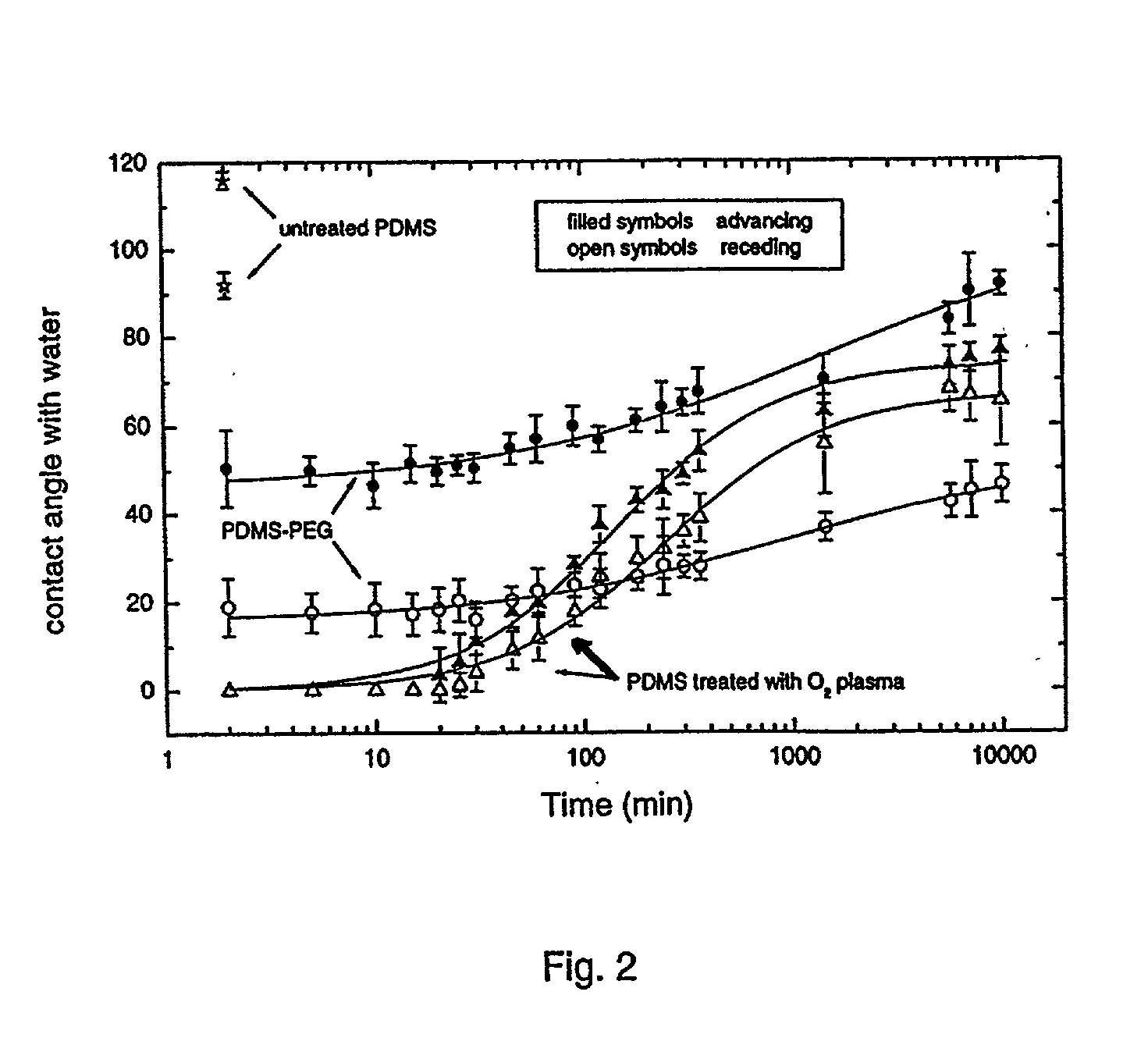 Silicone elastomer stamp with hydrophilic surfaces and method of making same