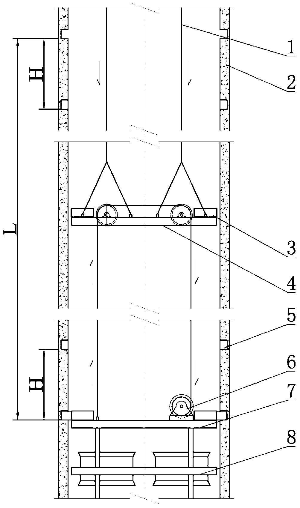 Sinking platform in-well hanging equipment and method