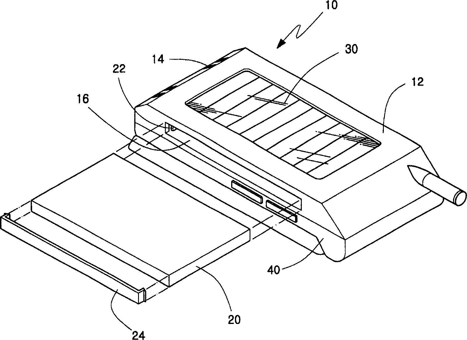 Battery pack equipped with detachable rechargeable battery and portable electronic device equipped with the battery pack