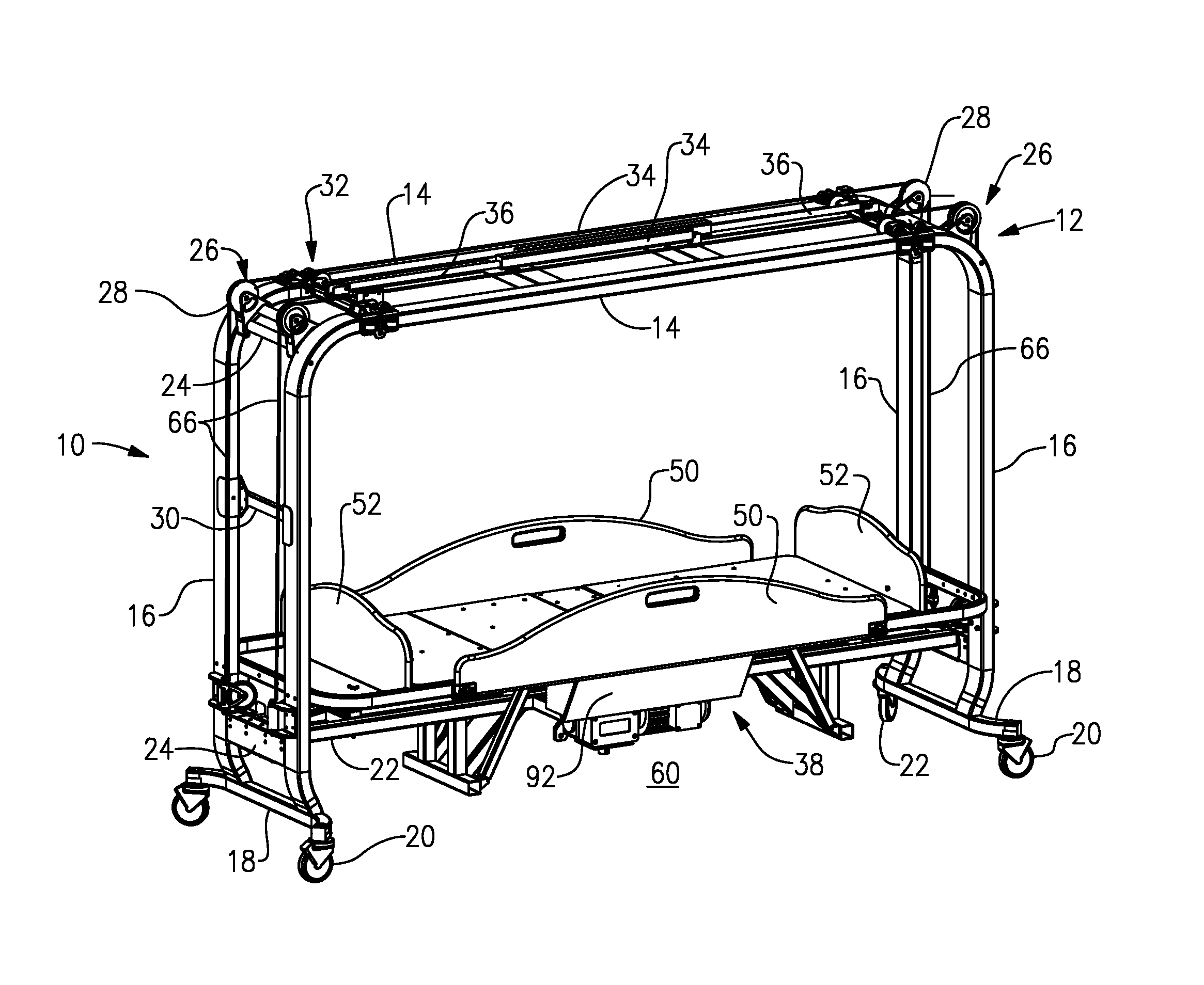 Passive mobility exercise and range-of-motion bed apparatus