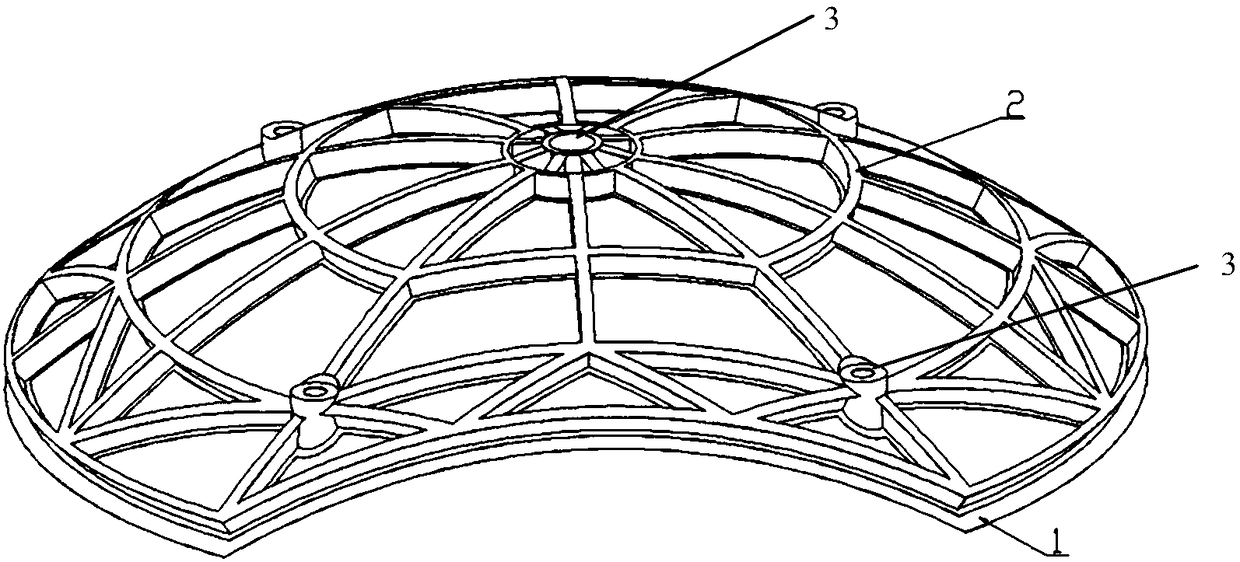 Skin reinforced structure antenna reflector and preparation method thereof