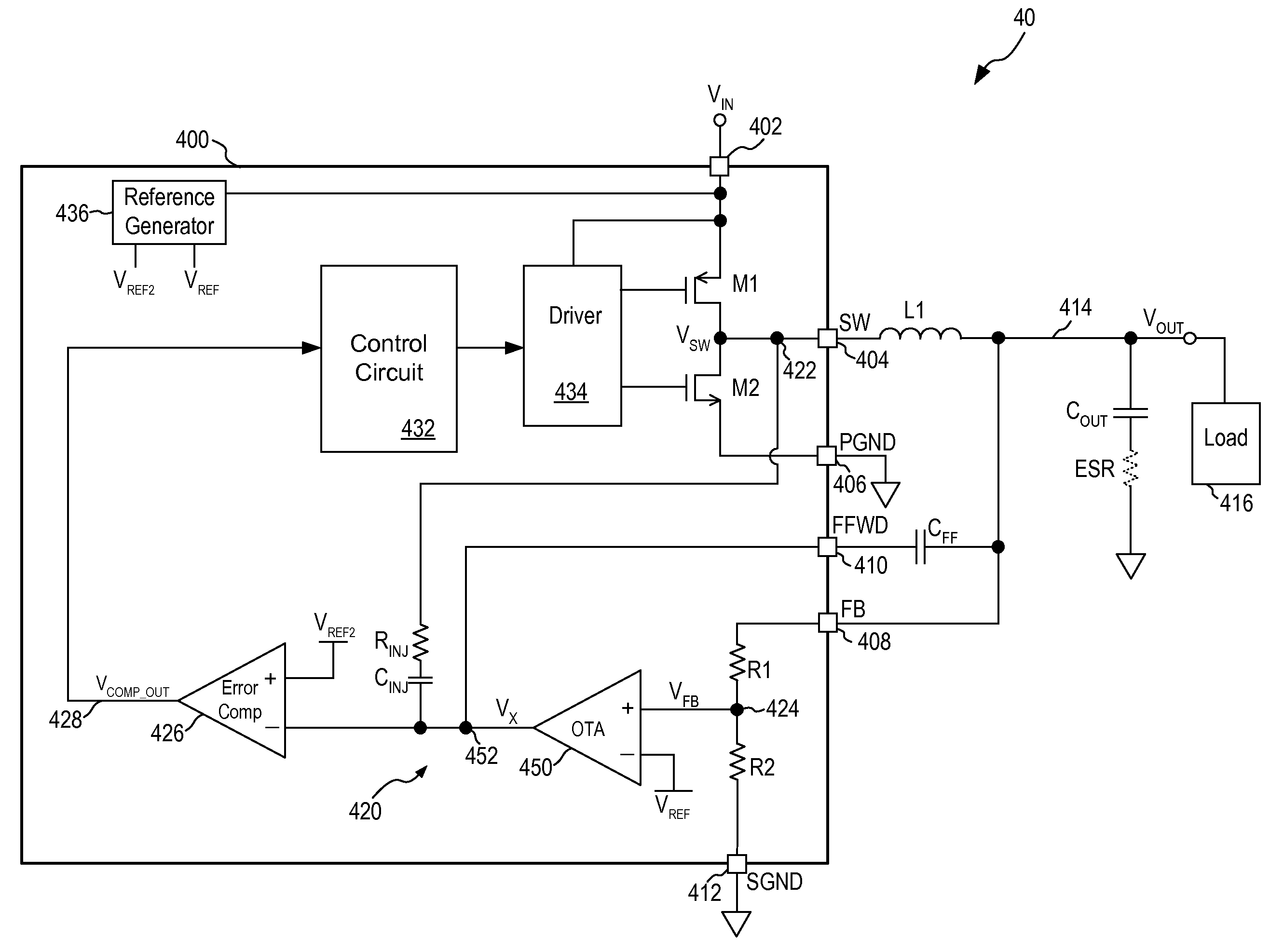 Constant on-time regulator with internal ripple generation and improved output voltage accuracy