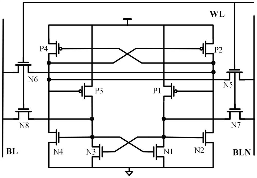 14T radiation-proof SRAM (Static Random Access Memory) storage unit circuit