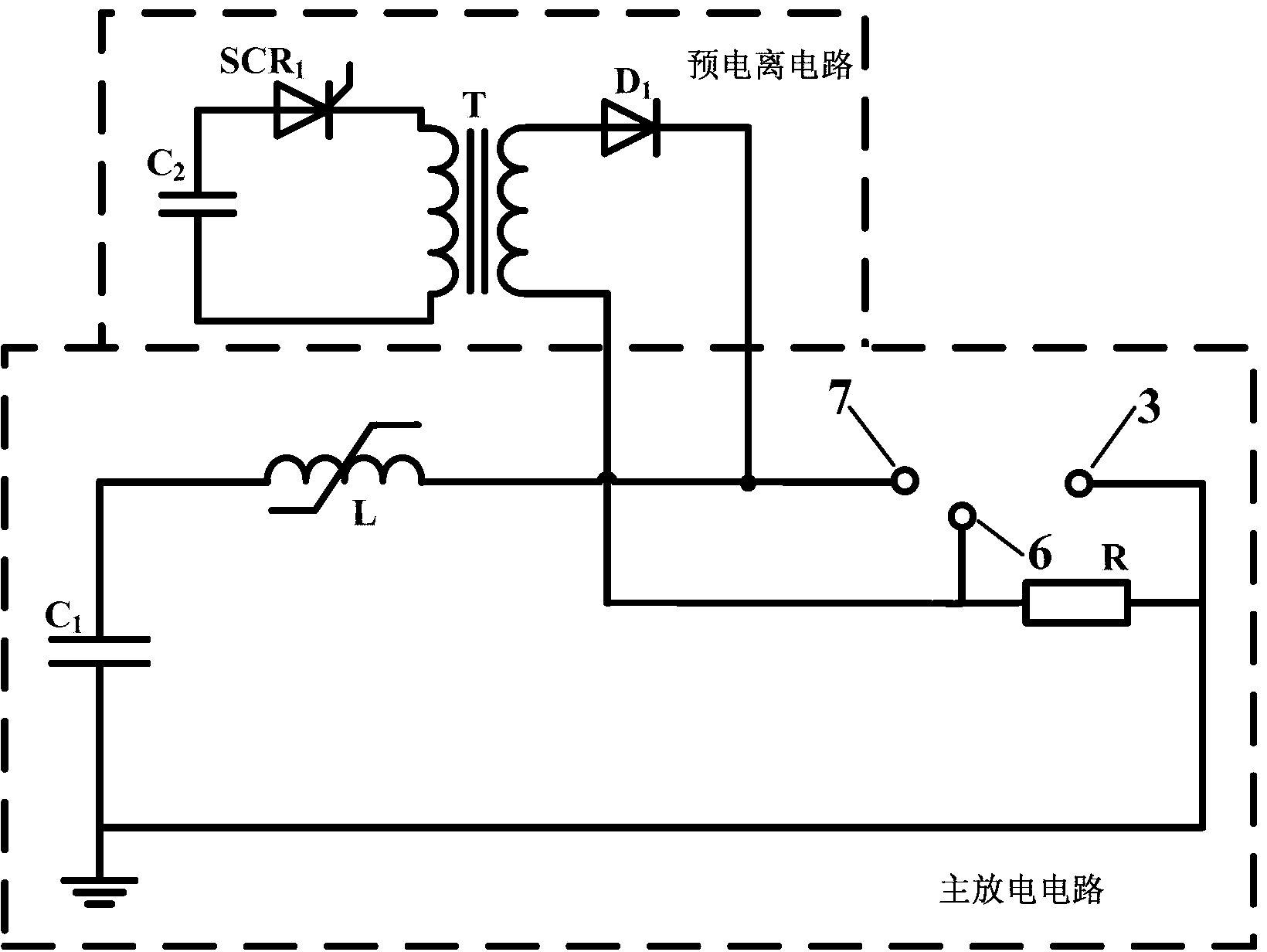 Circuit for triggering two-gap plasma jet apparatus