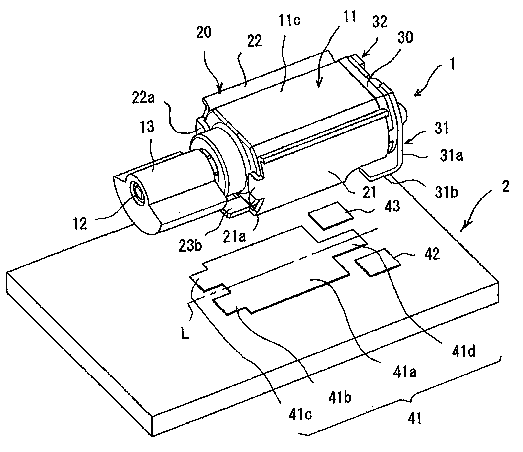 Board mounted structure of vibration motor