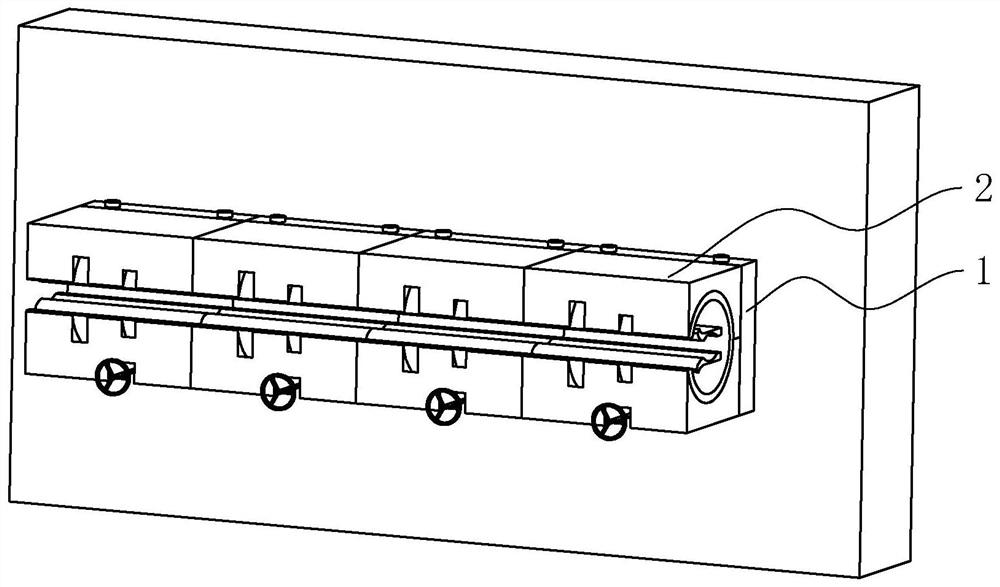 Device facilitating video monitoring line wiring, and construction method thereof