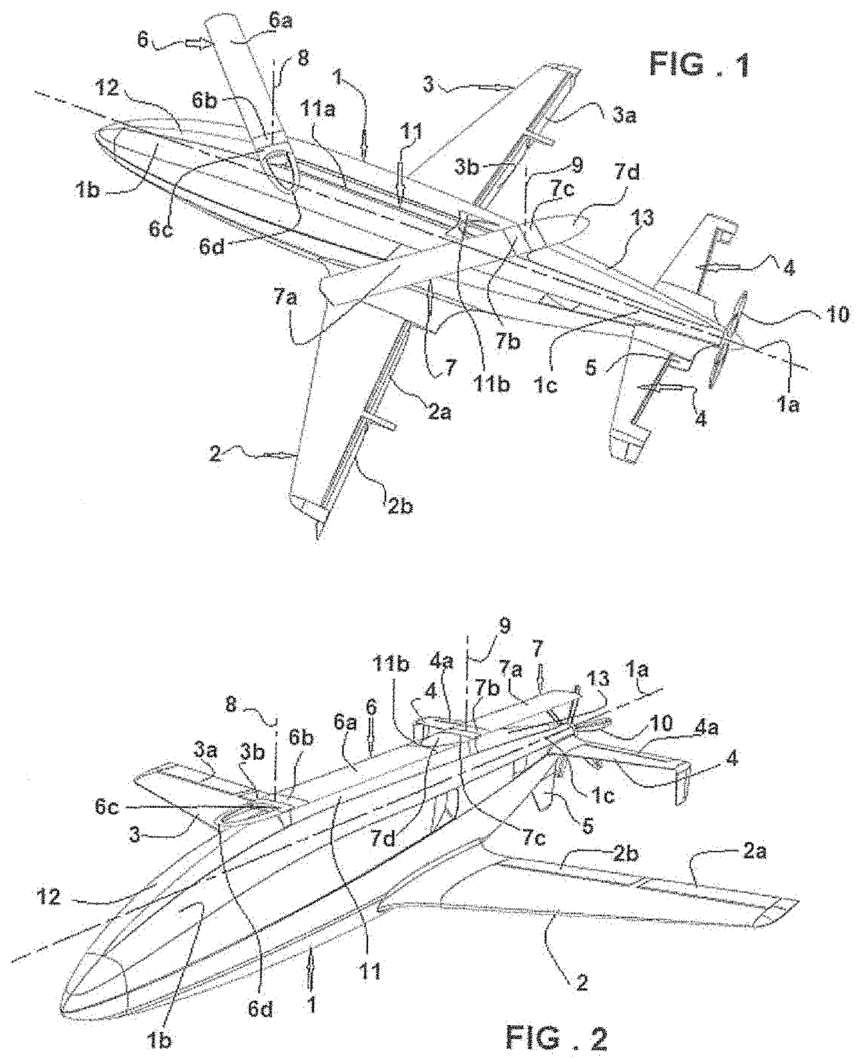 Procedure for maneuvering a hybrid aerodyne of vtol or stol