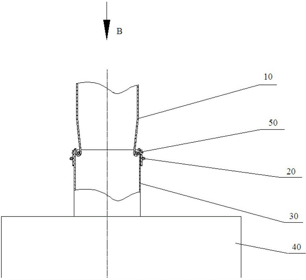 Pipe connection structure for powder material guide