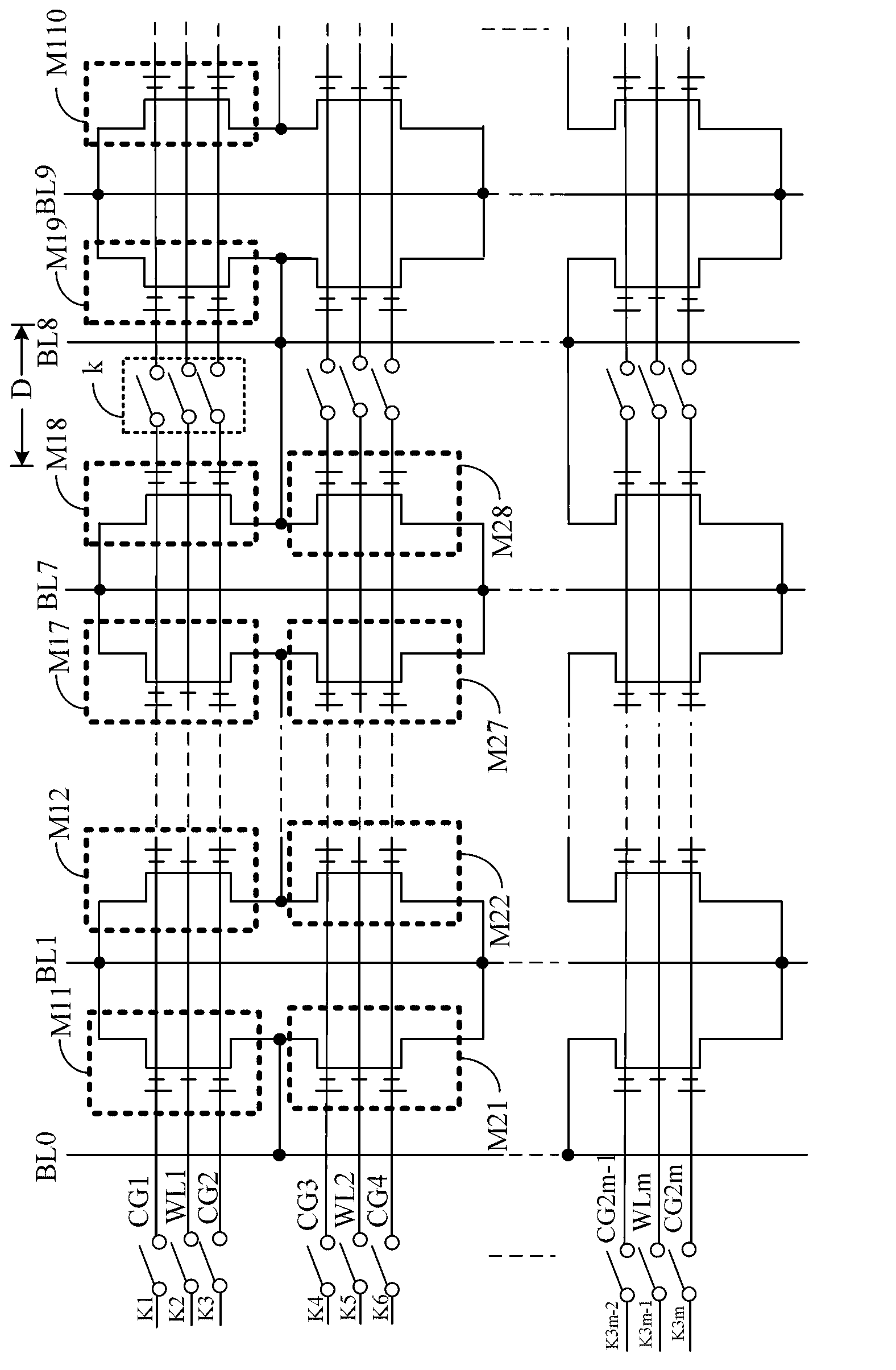Memory and storage array thereof, access control method, and access control circuit