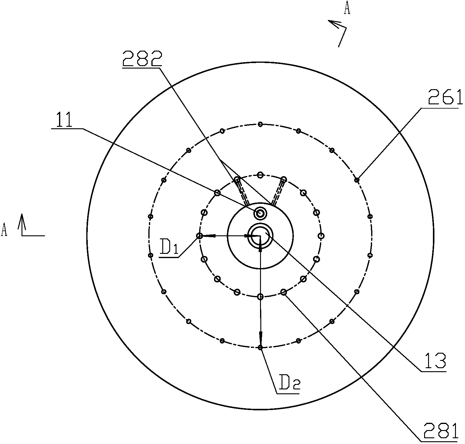 Combined ignition nozzle of dry coal powder fluidized bed gasifier