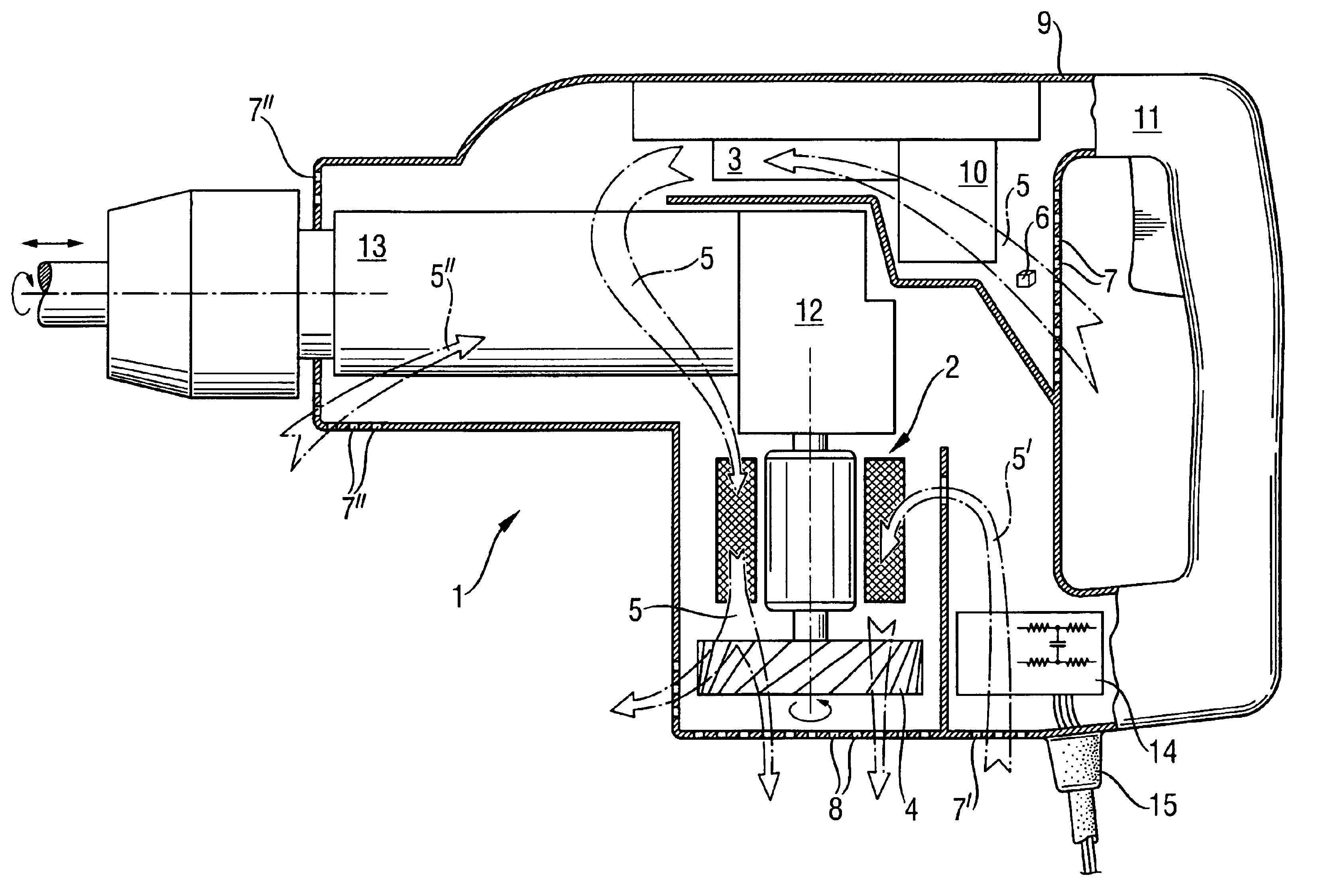 Electrical, fan-cooled tool