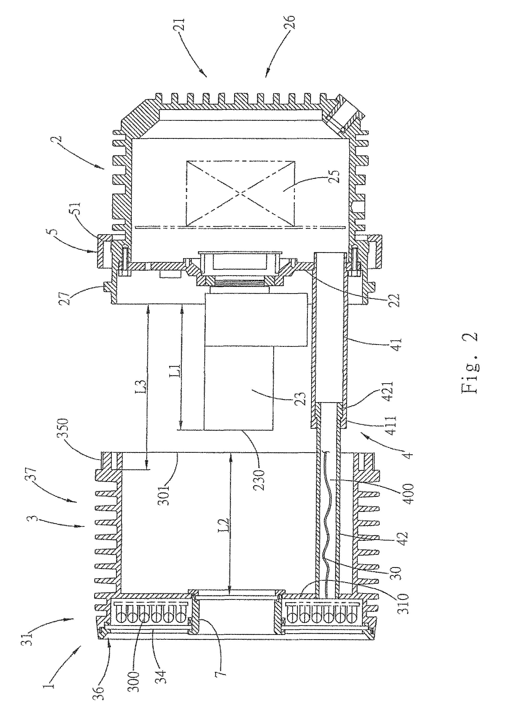 Split mechanism for a coaxial photographing device