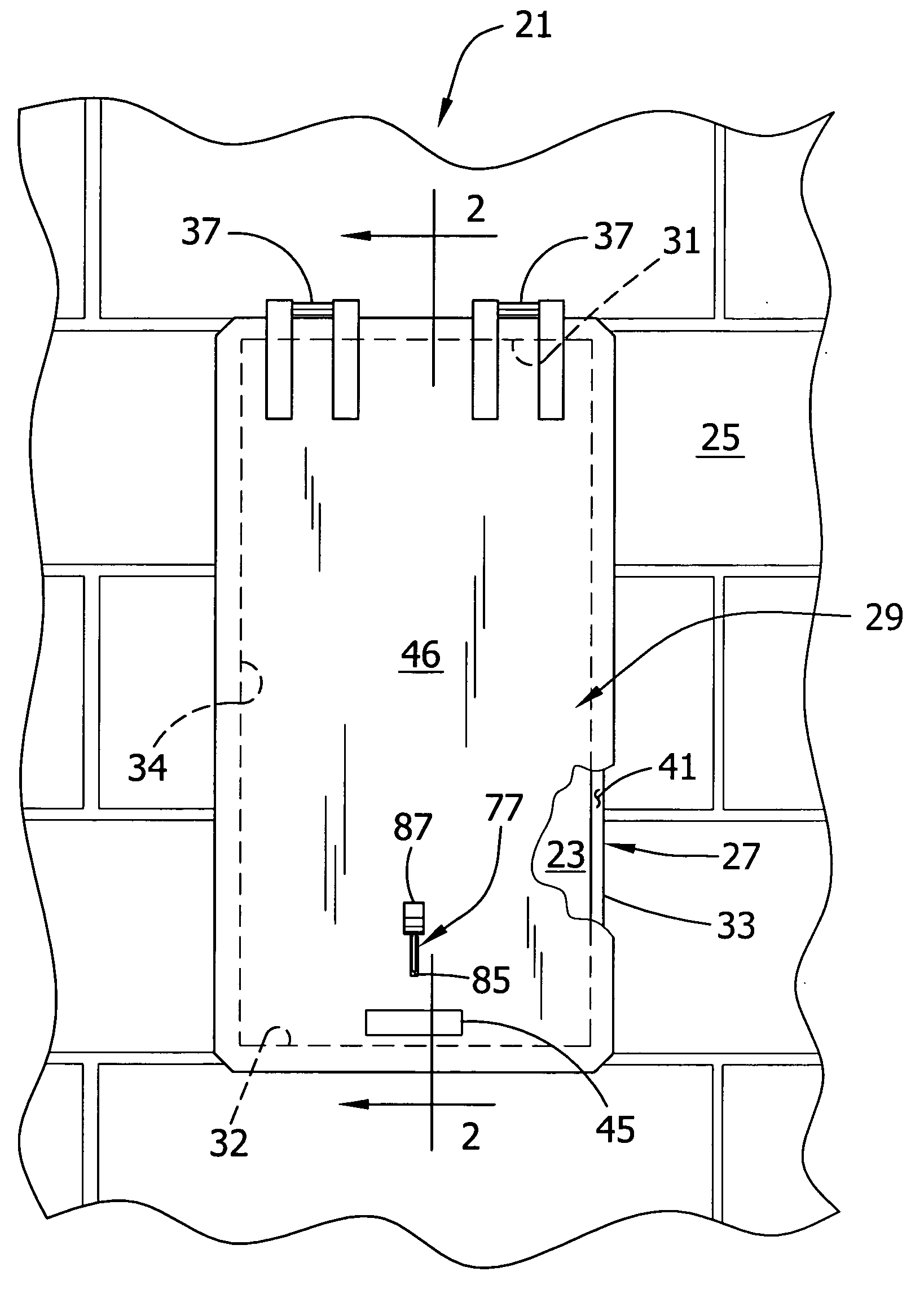 Mine door system with trigger-actuated latch mechanism