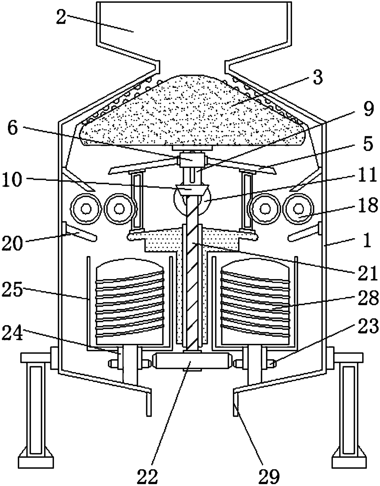 Screening device capable of conveniently crushing and screening mineral raw materials